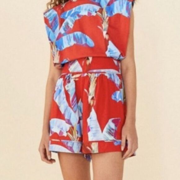 NWT Farm Rio Sweet Jungle Red Shorts Ananas Red Small - Picture 7 of 9